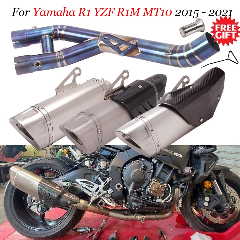 Silenciador modificado para motocicleta Yamaha, tubo de enlace medio de aleación de titanio, para Yamaha YZF R1 MT-10 2015 - 2021