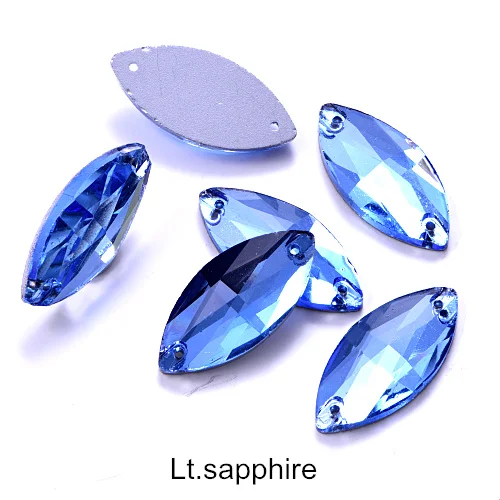 Lt.sapphire 5 размеров красочные Наветт стеклянные стразы шьют на Стразы желтый плоский с оборота конский глаз формы пришивные стразы для одежды B0161 - Цвет: Lt.sapphire