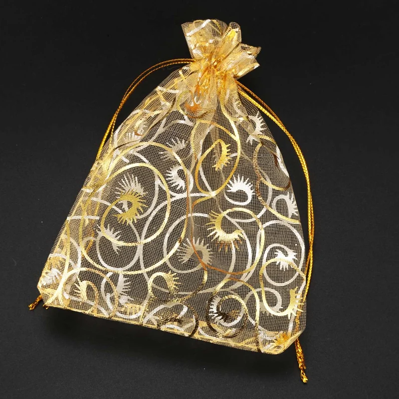 100pcs Champagne Eyelash Organza Drawstring Pouches Jewelry Party Wedding Favor Gift Bags 3.5&quotx4.3&quot | Дом и сад