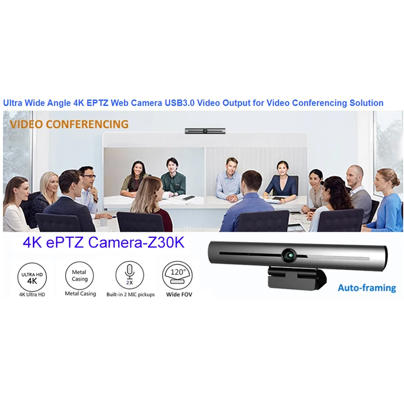Веб-камера HWCODEC Z10 USB3.0 широкоугольная 4K UHD с микрофоном и выходом HDMI для