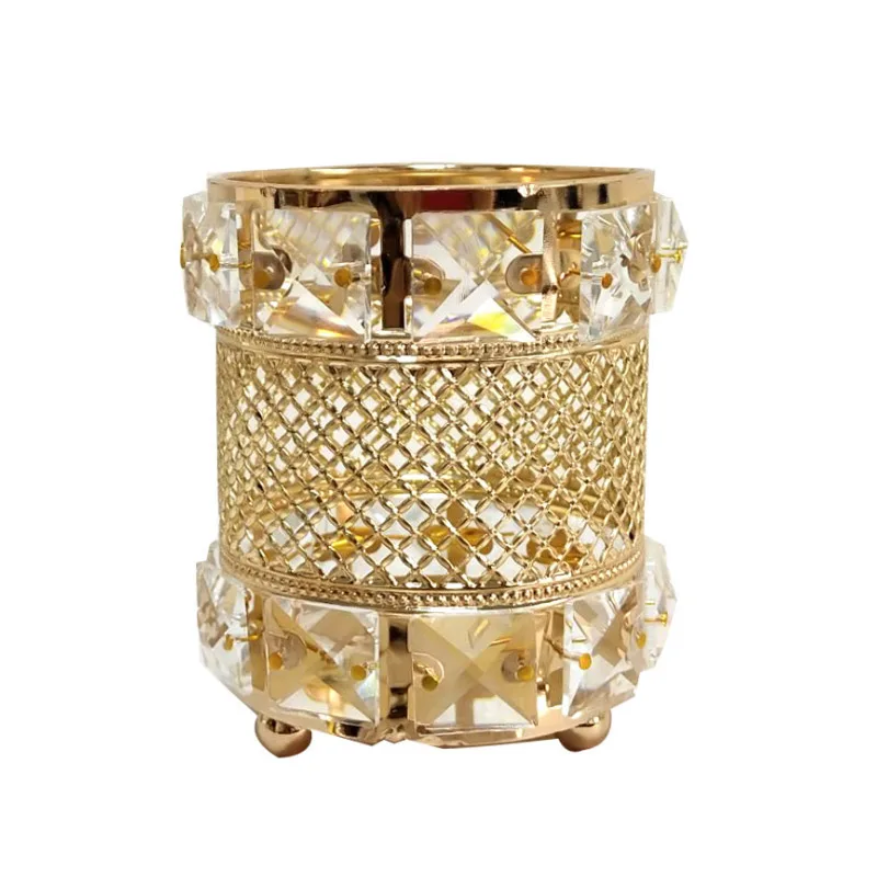 Косметичка для хранения кистей горшок Органайзер Золотой Кристалл Bling Косметическая кисть карандаш держатель подсвечник контейнер для хранения - Цвет: B Gold