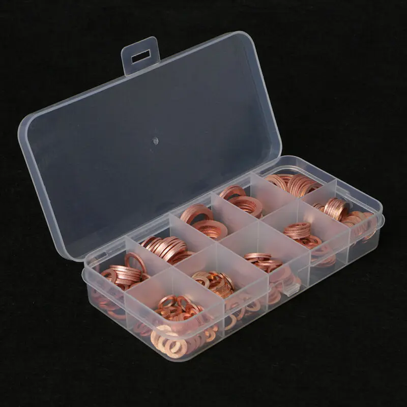 

Tools Copper Gaskets Washers 200pcs 9 Sizes Equipment Flat Hydraulic fittings
