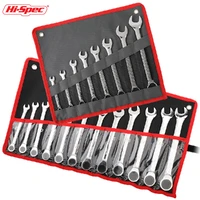 hi spec a set of keys adjustable combination gear nut wrench with ratchet box end open spanner auto car repair hand tools set