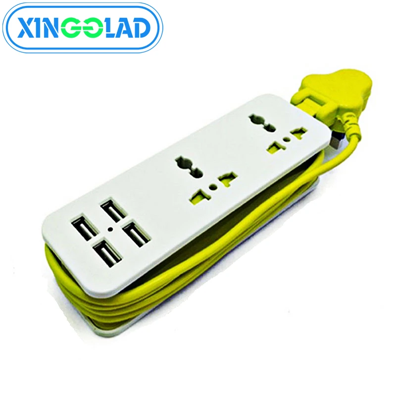 

Travel Power Socket Strip Portable 2 Outlets Adapter Surge Protector 4 USB Ports Desktop Wall Charger Station 5ft Extension Cord