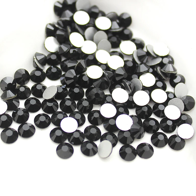 Высококачественное черное украшение для ногтей Стразы SS3 SS34 1440 шт Посеребренная