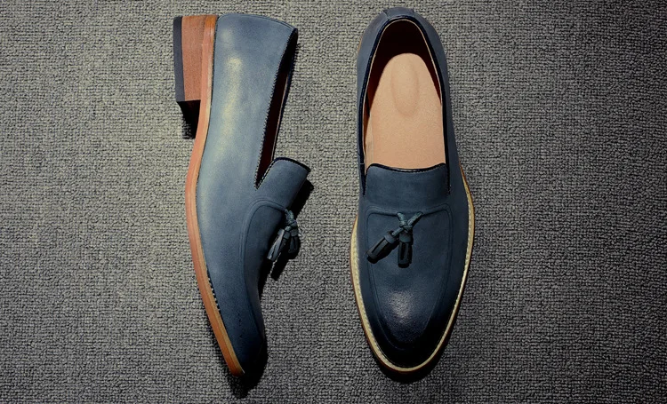 Мужская прогулочная обувь из искусственной кожи броги Лоферы без шнуровки в