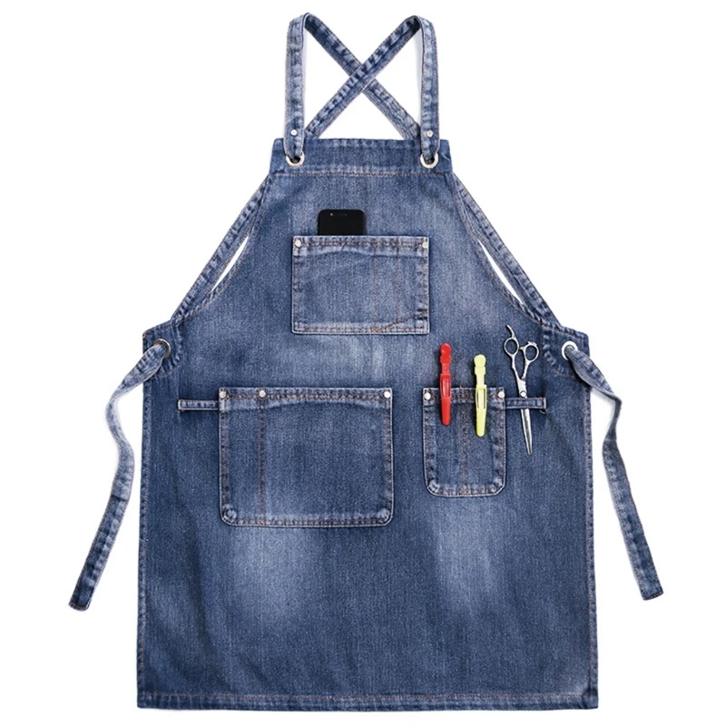 

4X7B Chef Apron Adjustable Barista Apron with Pockets Kitchen Cooking Baking Aprons