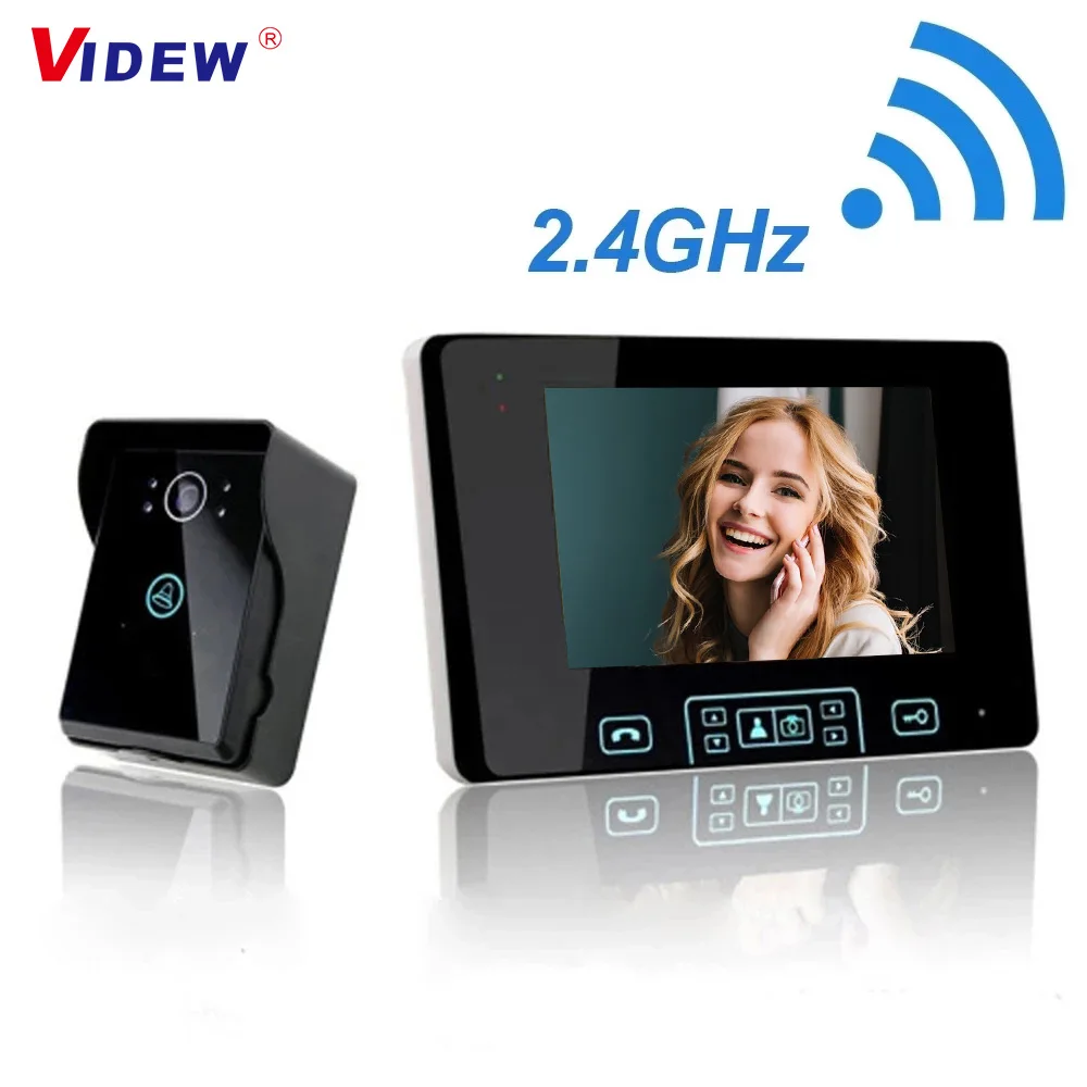 2.4GHz WiFi Wireless Video Doorbell Intercom System Camera Door Bell with 7 Inch Screen Monitor for Home Villa Security