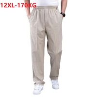 10xl 8xl men simple cargo casual pants big size 9xl cotton autumn black elasticity thin pants cheap pants 12xl straight trousers