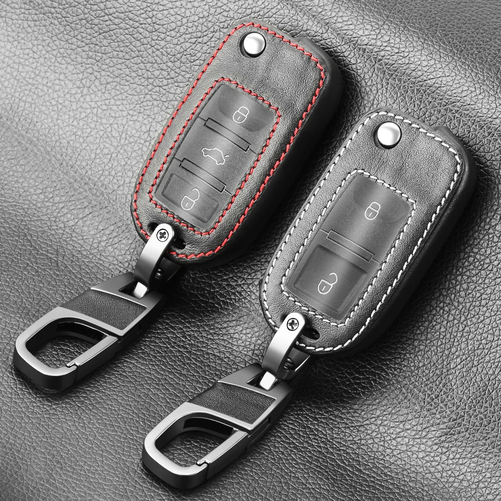 Кожаный чехол для автомобильных ключей volkswagen golf 4 5 passat b6 b5 b7 mk4 polo jetta mk6 skoda octavia
