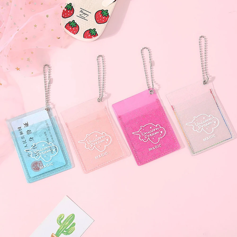 Блестящий Прозрачный чехол для ID кредитных карт женщин паспорта кошелек мини