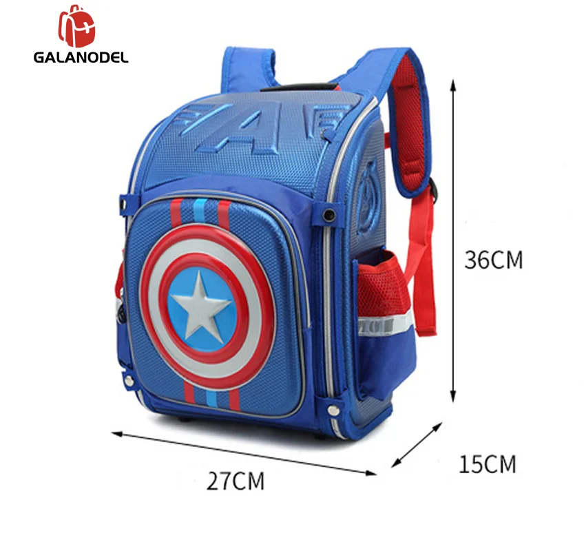 Детский Школьный рюкзак с 3D рисунком героя из мультфильма Капитан Америка для