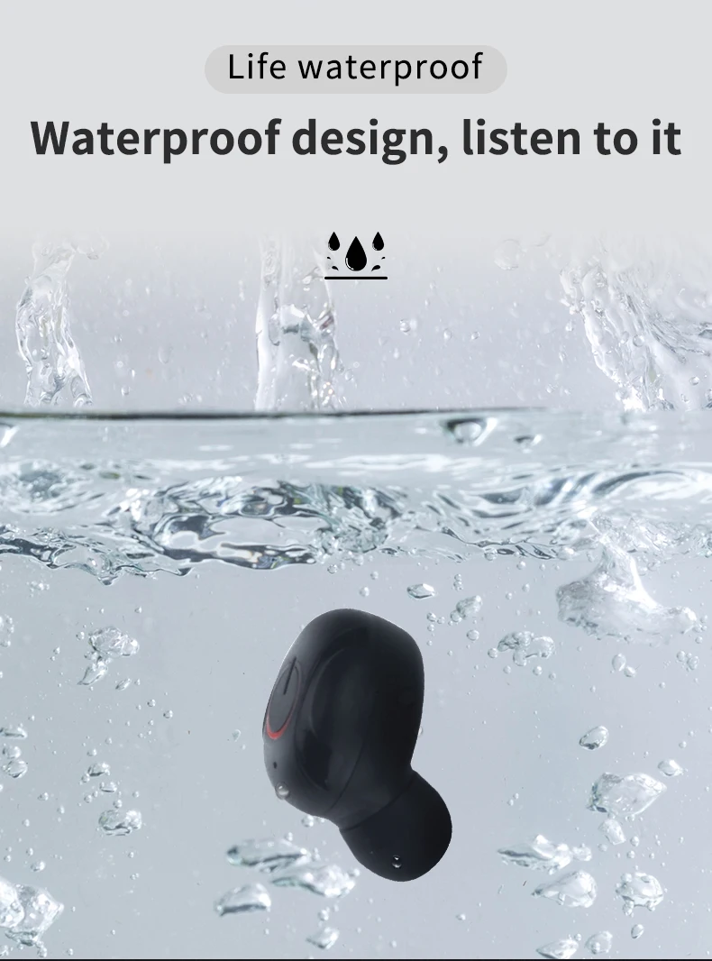Ture Беспроводные стерео Bluetooth наушники с микрофоном, дисплей питания, музыкальная кнопка управления, Bluetooth наушники-вкладыши для смартфона