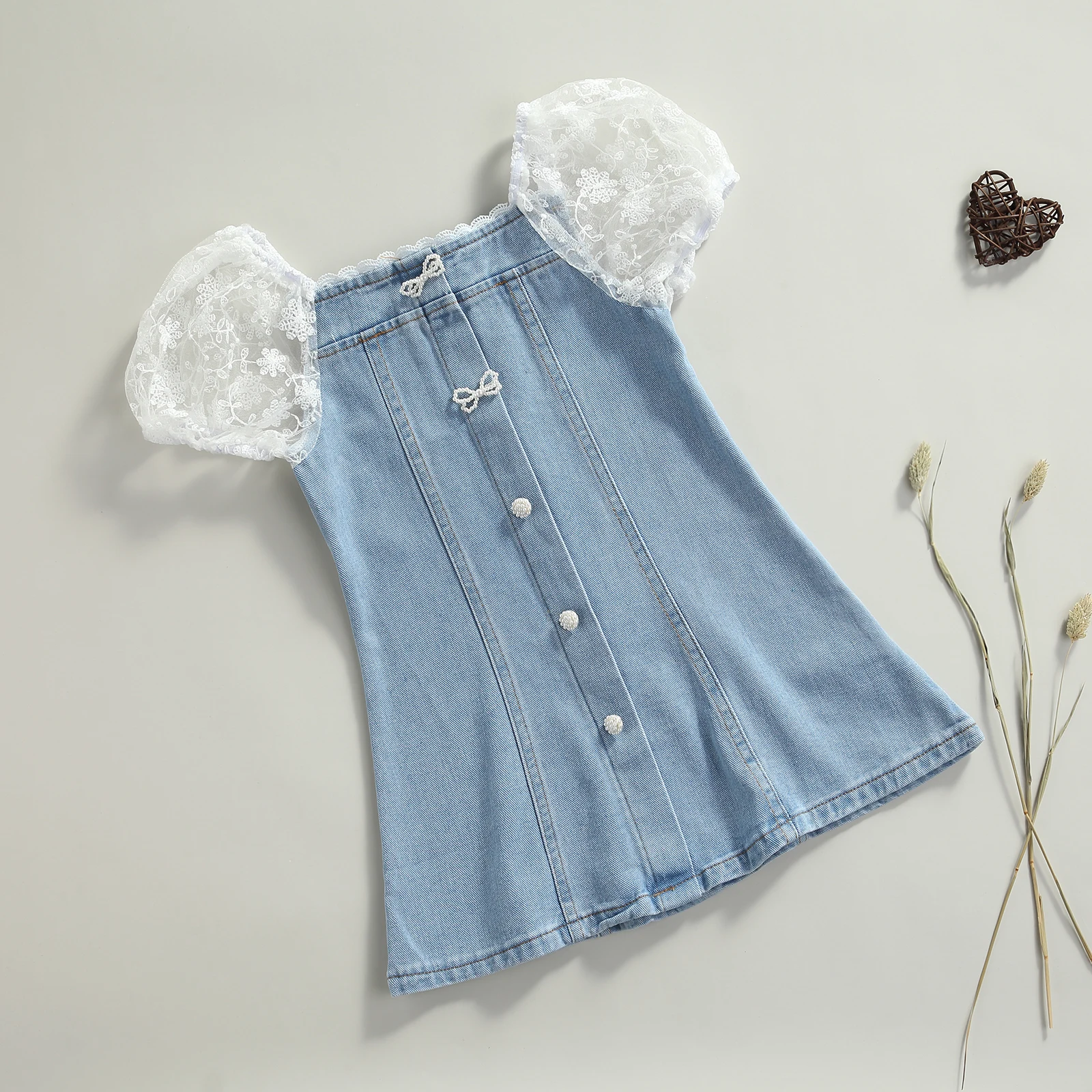 Повседневное джинсовое платье с коротким рукавом для маленьких девочек модное