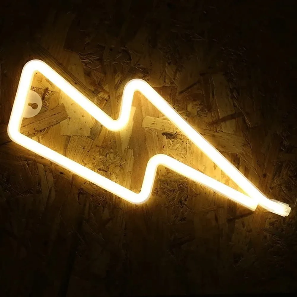 

Neon Light Lightning Led Neon Wall Light Battery and USB Operated Lightning Neon Lights for The Home Kids Room Bar Party Wedding