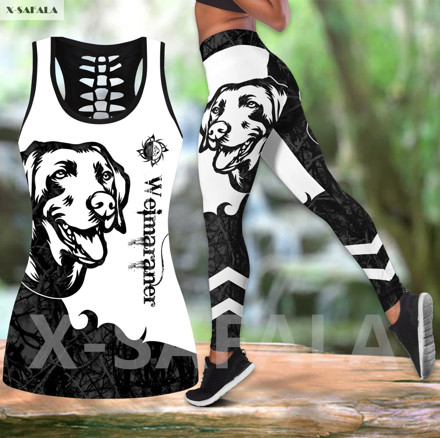

Weimaraner Tattoo 3D Printed Fitness Women Yoga Set Hollow Tank Top Leggings Outfit Gym High Waist Stretchy Girl Sport Pants