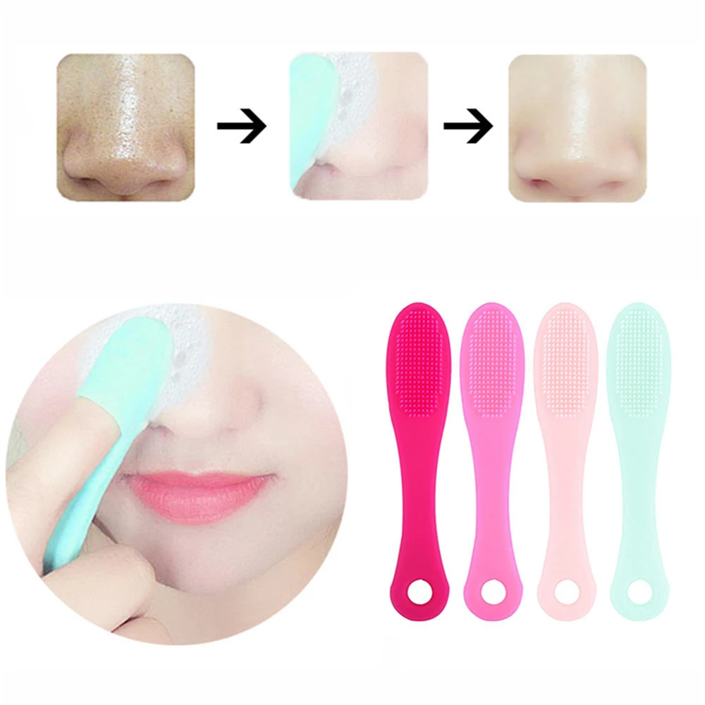

2pcs Beauty Skin Care Wash Face Silicone Brush Exfoliating Nose Clean Blackhead Removal Brush Tool Face Cleansing Brush New