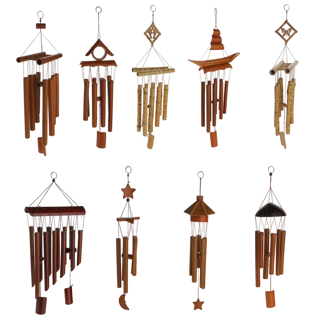 

Rustic Bamboo Tube Wind Chimes Mobile Windchime Church Bell Hanging Decor Pick