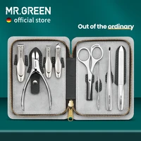 mr green manicure set with morandi grey top grade full grain cow leather packaging nail clipper kits perfect gift friends family