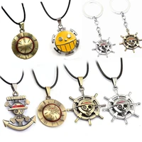 anime one piece necklace luffy ace pendant chain choker hat rudder logo alloy necklaces accessories cosplay nice gift