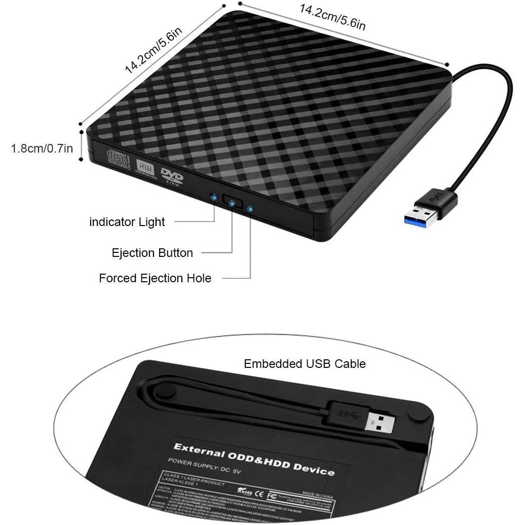 Новый домашний внешний usb 3.0 DVDRW привод 8X ультратонкий DVD CD ридер для ПК