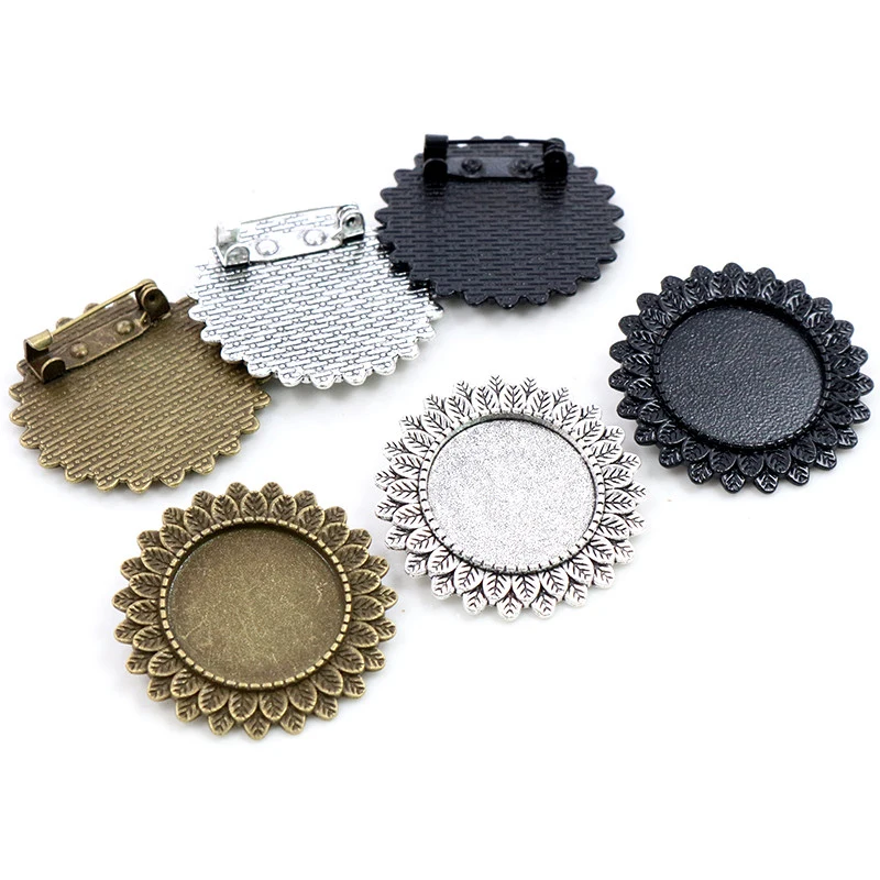 5 шт 20 мм Внутренний размер Античная Посеребренная бронзовая черная Брошь