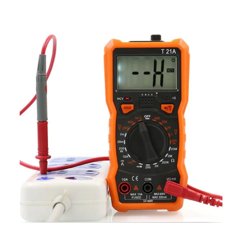 

T21A Handheld Digital Multimeter Non Contact AC/DC Voltmeter Current Resistance Diode Continuity NCV Tester with Backlight G8TB