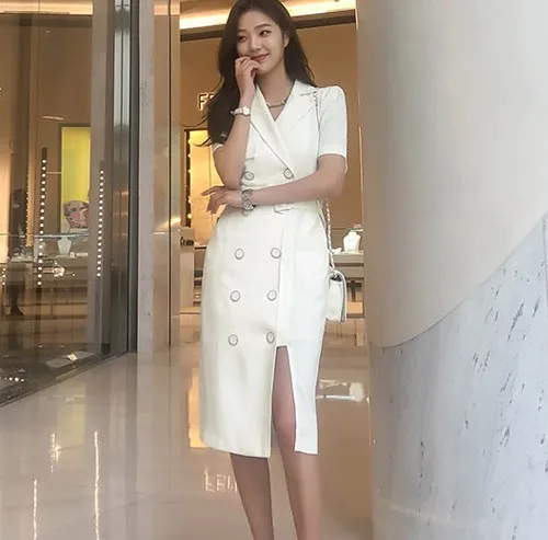 ZAWFL однотонная двубортная одежда для работы Деловое платье женщин осень 2020