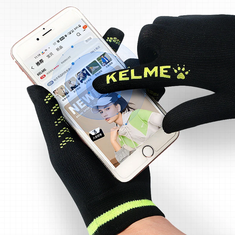 Зимние и осенние спортивные теплые перчатки KELME для фитнеса бега морозостойкие