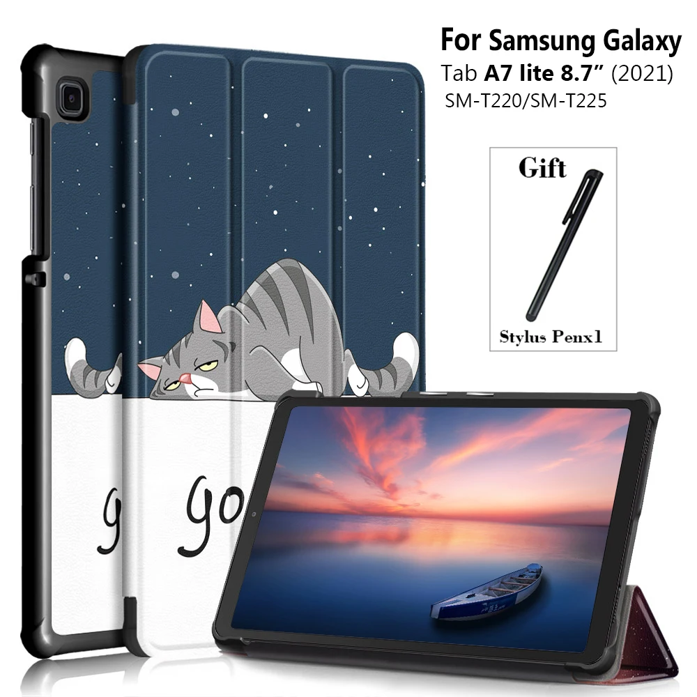 

Чехол для планшета Samsung Galaxy Tab A7 Lite 8,7 дюймов SM-T220 SM-T225, чехол с флипом, кожзам, ударопрочный раскладной стенд чехол для планшета