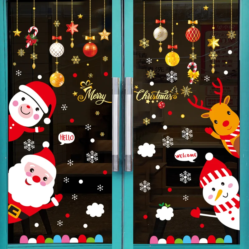 

[shijuekongjian] Christmas Window Stickers DIY Ornaments Santa Claus Wall Decals for Living Room Glass New Year Home Decoration