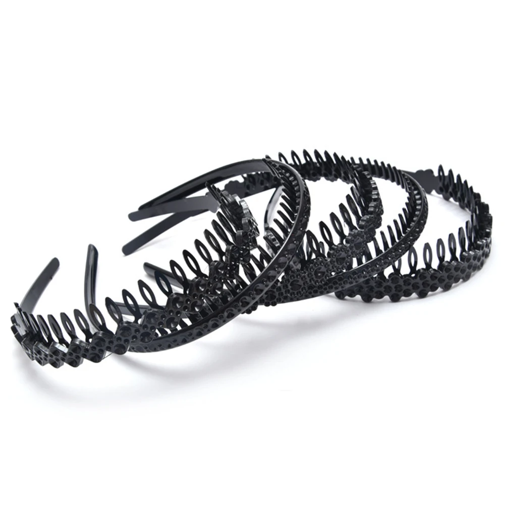 

1PCS Plain Black Stretchy Elastic Thin Hard Metal Hair Hoop Hair Hand Headband Holder Clasp Comb Hairgrips With Teeth Crown