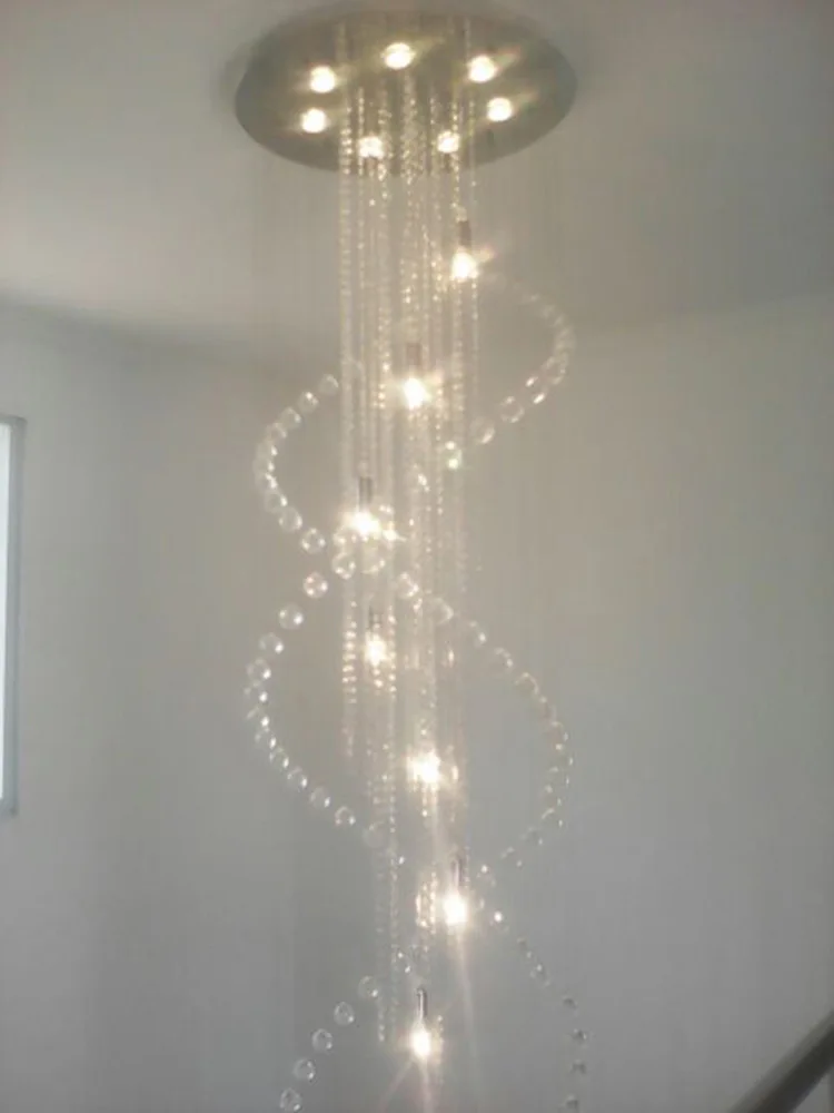 買取 現代のled K9クリスタルシャンデリアランプ高級ホテル階段シャンデリアライト二重階段ledスパイつりランプ照明