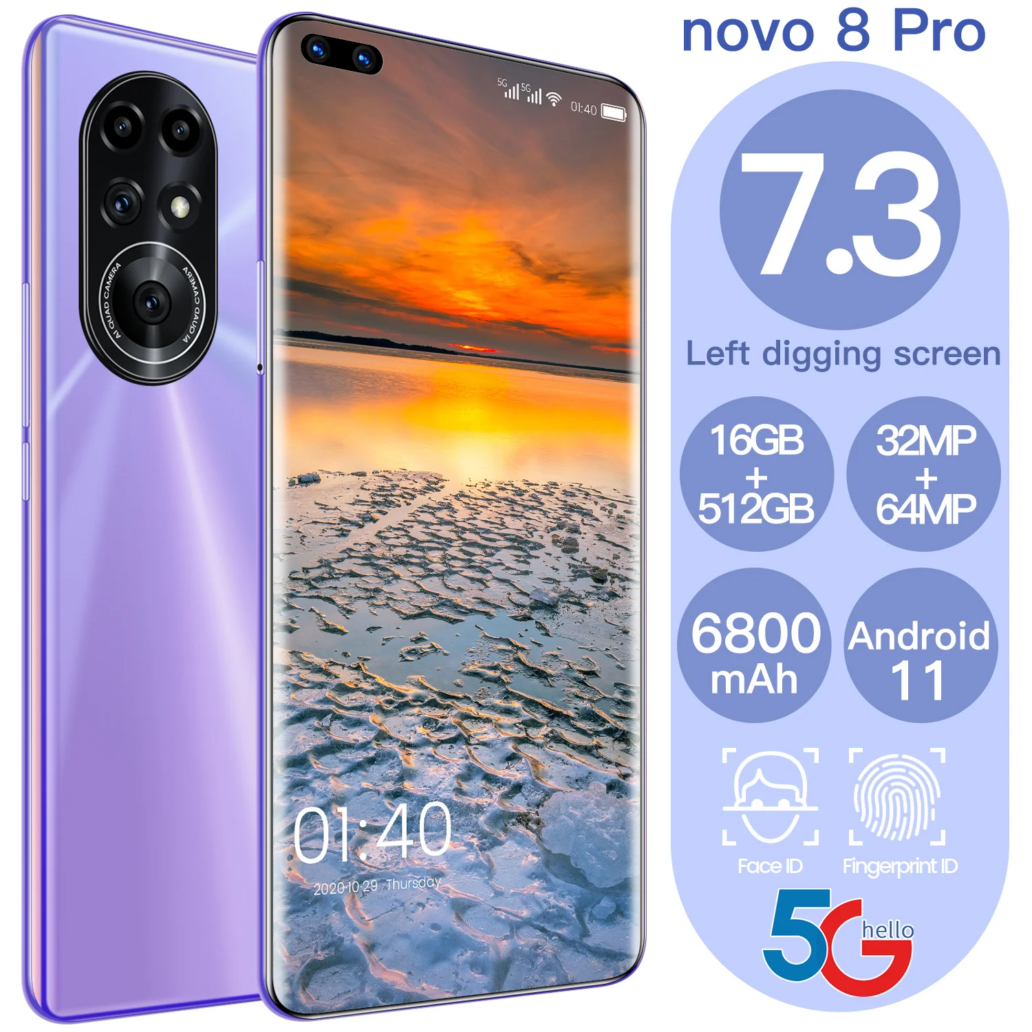 Nowa8 Pro-tel&eacute;fono inteligente Android 11, 16GB y 512GB, versi&oacute;n Global, pantalla HD 5G, 6800mAh, 7,3 pulgadas, 10 n&uacute;cleos-4