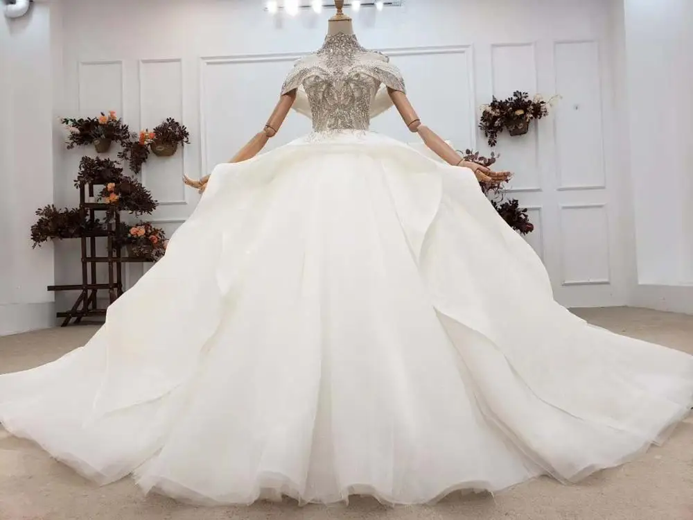 

Женское свадебное платье с длинным шлейфом, роскошное бальное платье с открытыми рукавами и бусинами, платье с блестками, оптовая продажа