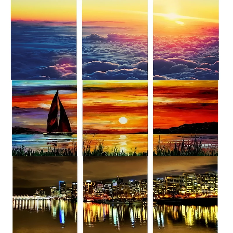 

DIY 50x40cm 3Pcs Paint By Numbers Sunset City Landscape Home Decoration Oil Painting By Numbers Full Set For Adults
