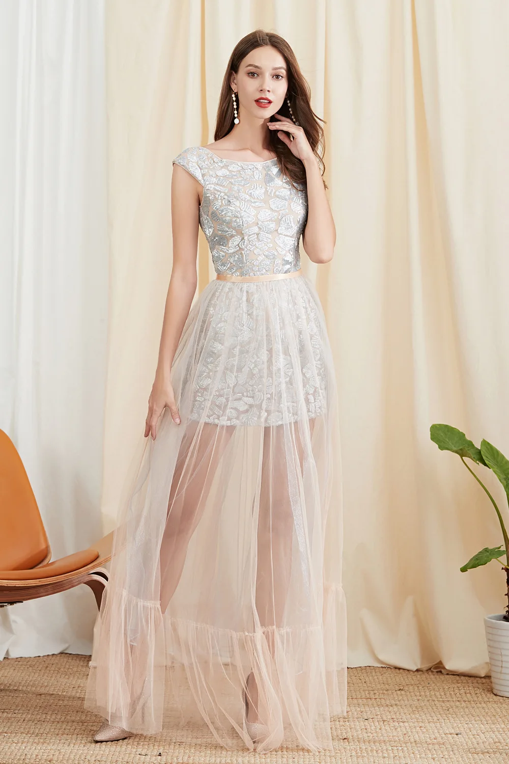 Женский комплект из двух предметов платье с вырезом лодочкой коротким рукавом