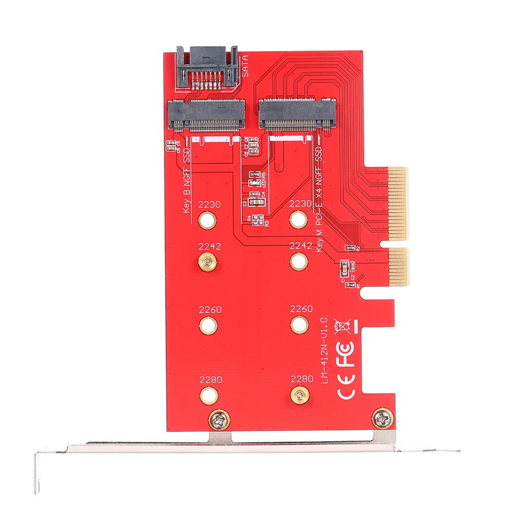 M.2 NVME NGFF SSD и B Ключ M ключ (SATA Based) на PCI E x4 адаптер с двумя слотами|Компьютерные