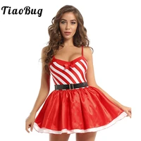 tiaobug stage performance red christmas jazz dance costume women ballet leotard tutu dress miss claus cosplay xmas rave outfit