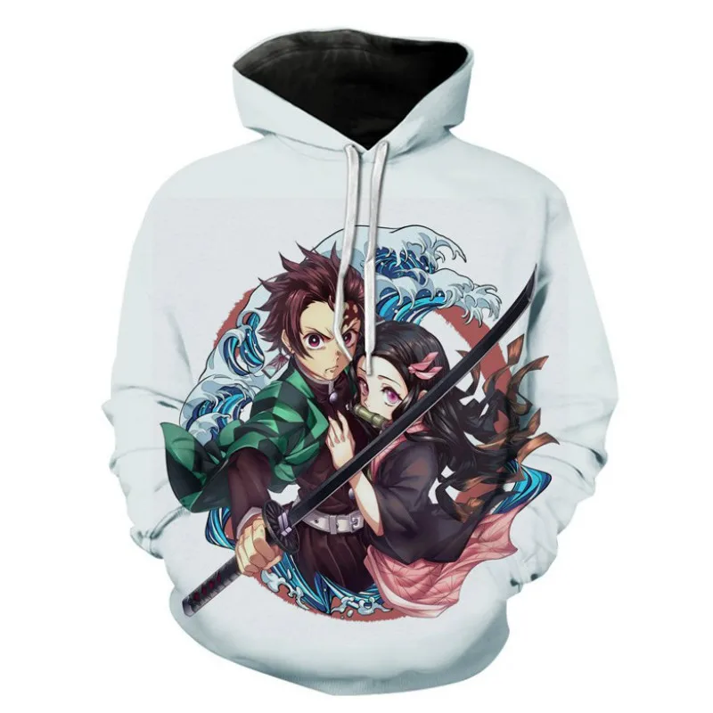 

Demon Slayer Kimetsu No Yaiba Cosplay Hoodies Print Pullover Sweatshirt Kamado Tanjirou Nezuko Costume Harajuku Sudadera Hombre