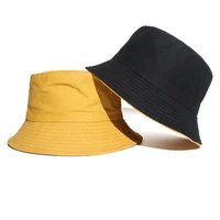 double face solid color fisherman cap springsummer basin cap student sun hat cotton breathable sun block hat