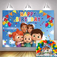custom happy birthday backdrop banner cartoon jj melon theme background for baby shower kids boy girl birthday party decoration