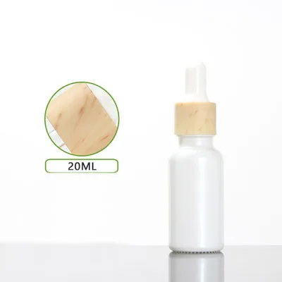 20 мл жемчужная белая стеклянная бутылка деревянная крышка капельницы для