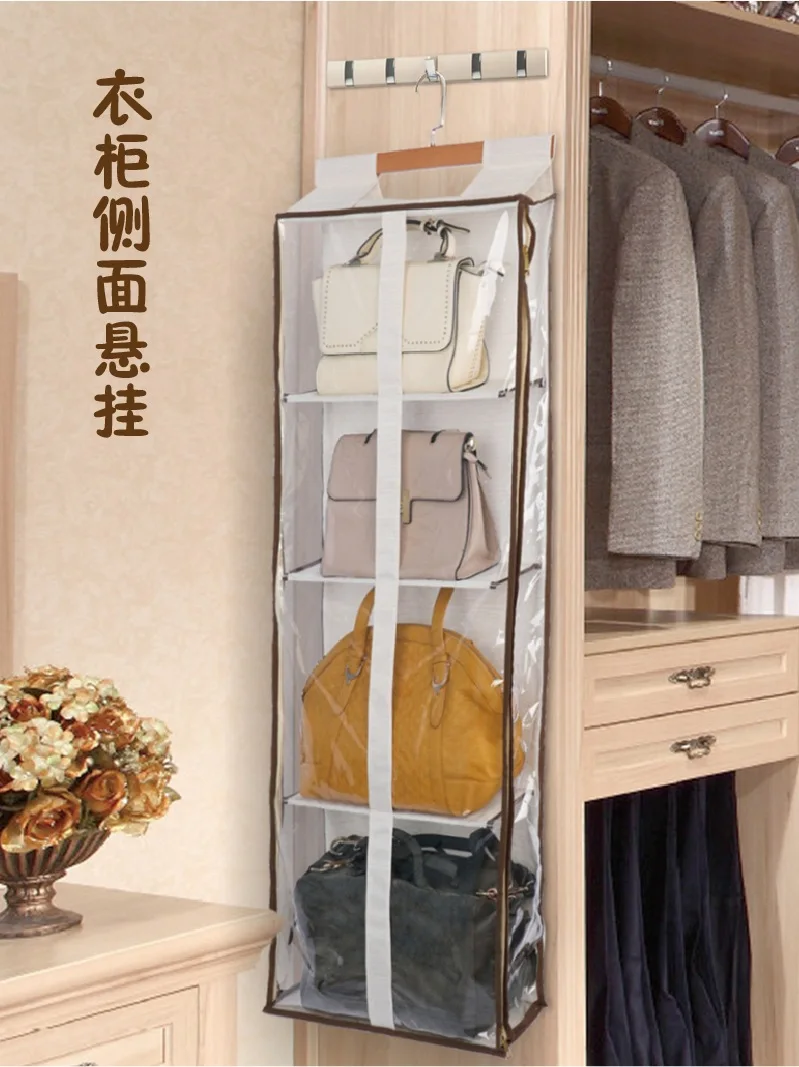 

YT 1Pc Fully Enclosed Home Storage Bag 118.5*41*11cm Bag Storage Leather Shoes Closet Side With Women's Bag Hanger Semi-closed