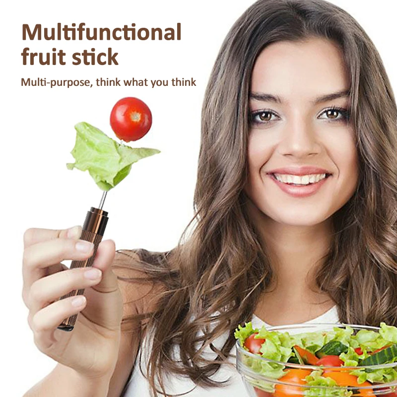 

Уличная портативная многофункциональная Бриллиантовая вилка для фруктов, инструмент для кемпинга, зубочистка случайного цвета