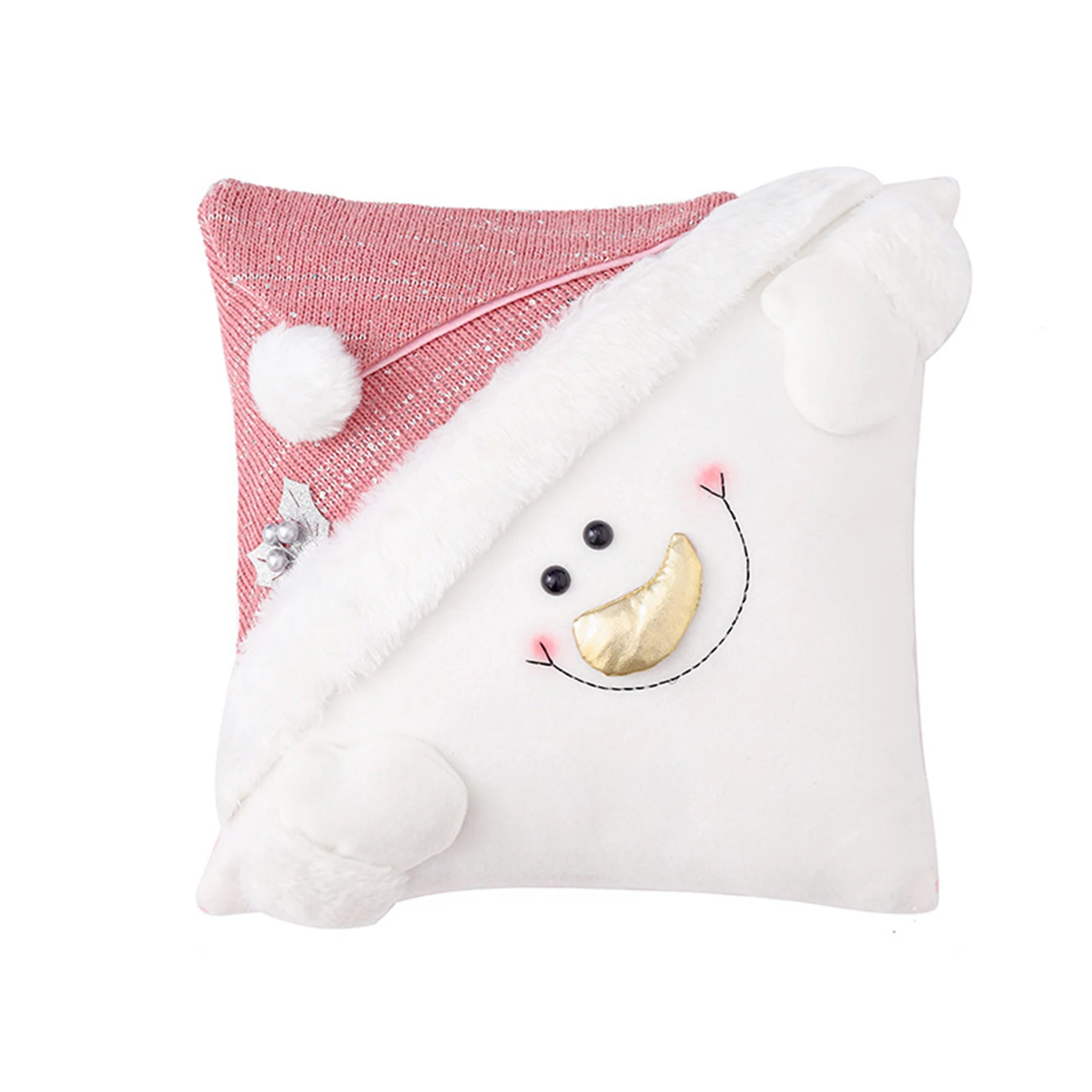 

Рождественская наволочка, вязаная плюшевая наволочка для подушки, мультяшная кукла Санта/снеговик для дома, спальни, гостиной, HFing