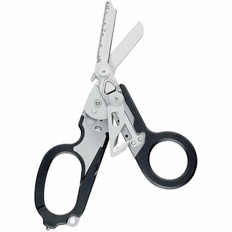 

Multifunctional 6 in 1 Tool Scissors Emergency Response Belt Cutter Glass Breaker Metal Piece Cutter Bottle Opener Hand Tool