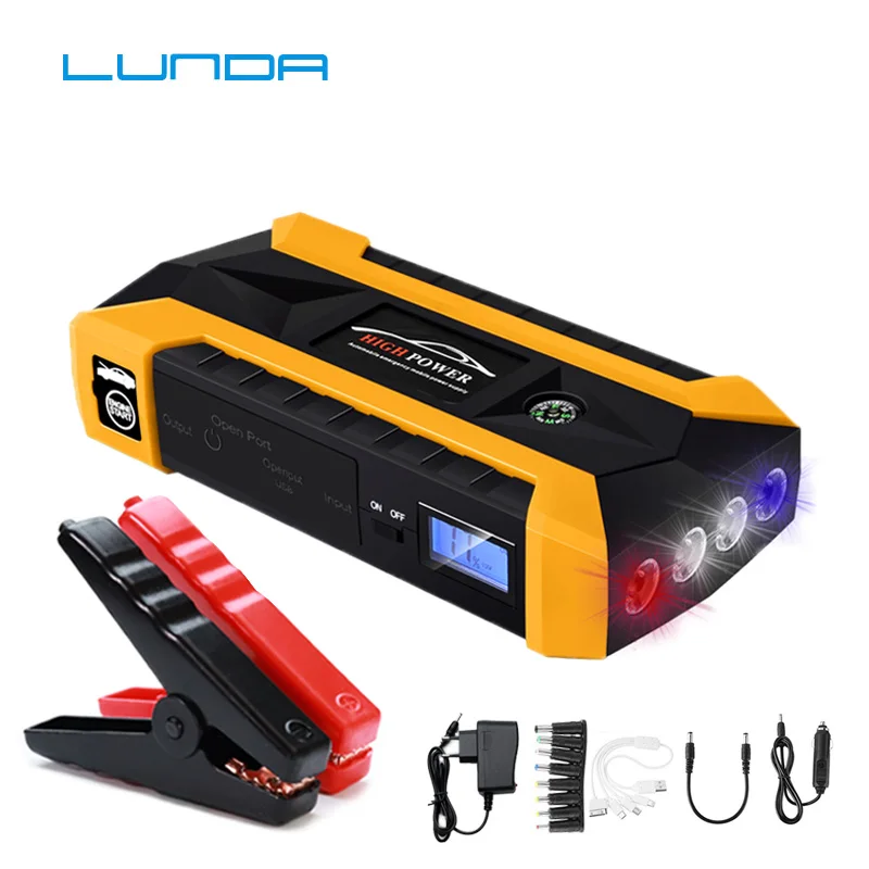Yellow LUNDA 68000 mWh 12V автомобильный стартер для бензинового автомобильного зарядного устройства, аварийный 60C разряд, автоматический пусковой блок с высокой мощностью - Цвет: Yellow