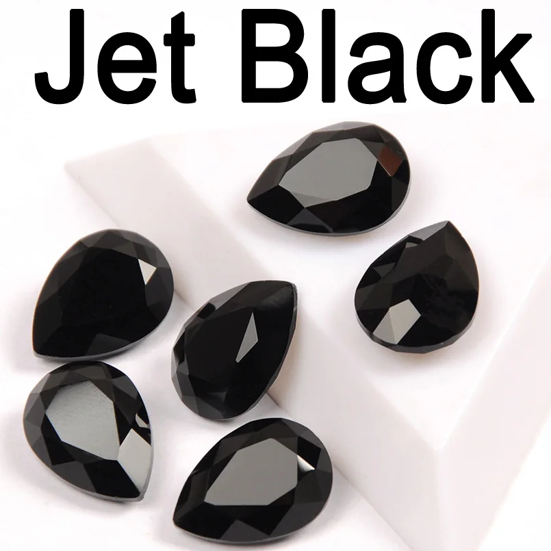 Jet CTPA3bI Colorful Crystal Drop Shape Loose or With Strass Rhinestones Sew On Glass Stones DIY Crown Jewelry Ring Pendant Dress - Цвет: Jet