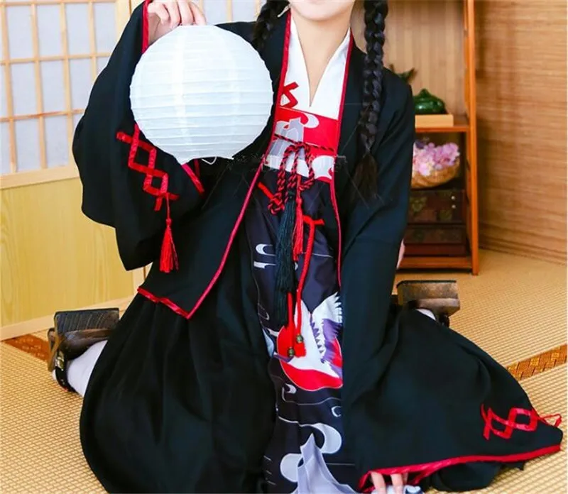 Восточное женское кимоно с принтом журавль летняя одежда в японском стиле